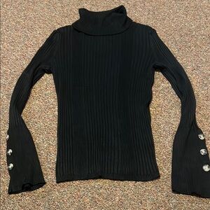 Time and Tru Black Ribbed Turtleneck Sweater Size M